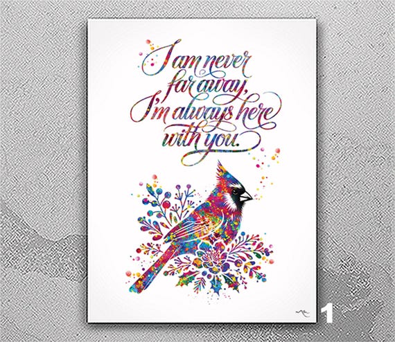 Cardinal Bird Watercolor Print, Memorial Gift, Sympathy Wall Art-2953