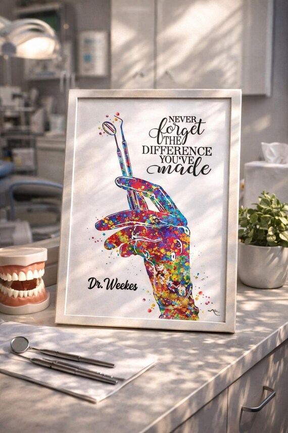 Dentist Thank You Watercolor Print, Doctor Appreciation Gift-2952