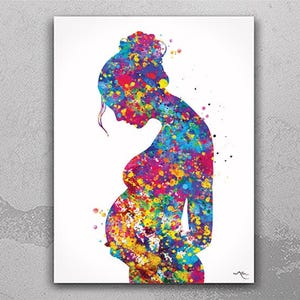 Pregnant Art Watercolor Print Pregnancy Gift Gynecology Obstetrician Nursing Baby Shower New Mum Medical Office Art Clinic Midwife Gift-1213