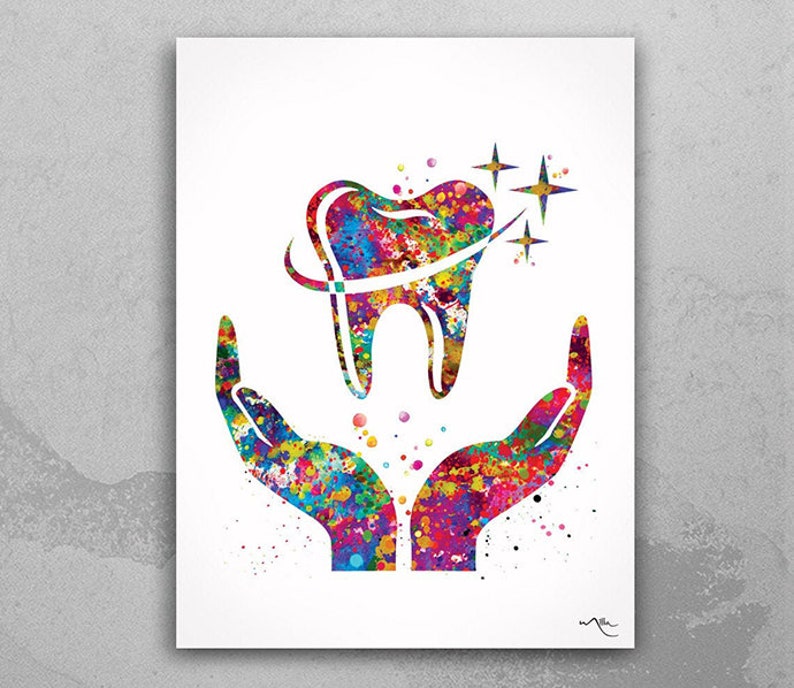 Dental Hygienist Gift Set Watercolor Print Dental Gift Decor Etsy