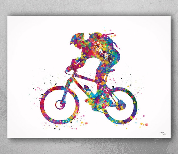 Colorful Mountain Bike Watercolor Print-1088