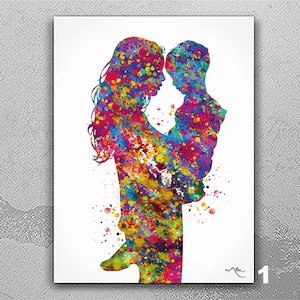 Mother and Son Watercolor Print Parent Gift Family Mother and Children Mother and Kids Mum Baby Shower Mom Poster Nursery Wall Art-394