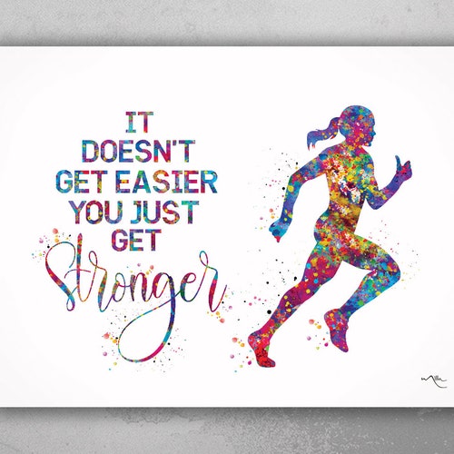 Female Runner Quote Watercolor Print Runner Woman Poster Etsy