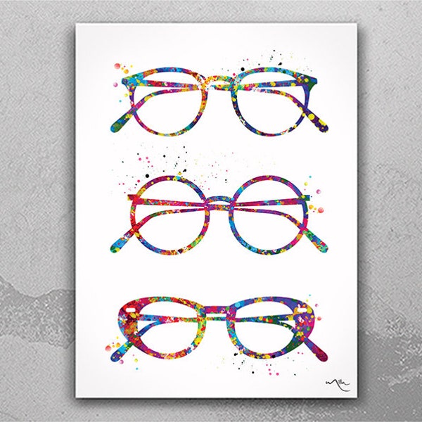 Eyeglasses Watercolor Print Optometrist Gift Optician Poster Eye Doctor Art Eye Wear Medical Art Ophthalmology Wall Art Eye Clinic Decor-320