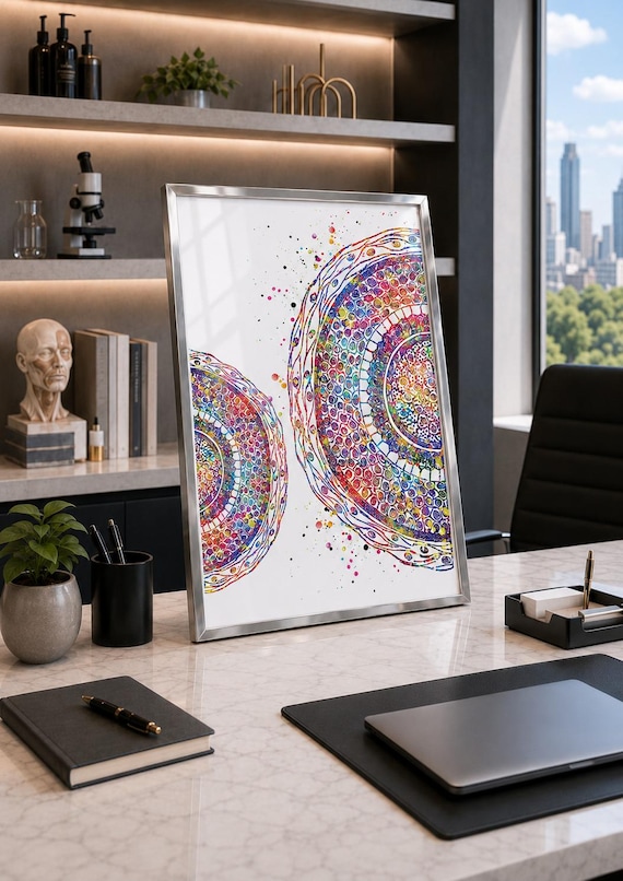 Human Hair Cross Section Watercolor Print: Dermatology Art-1153