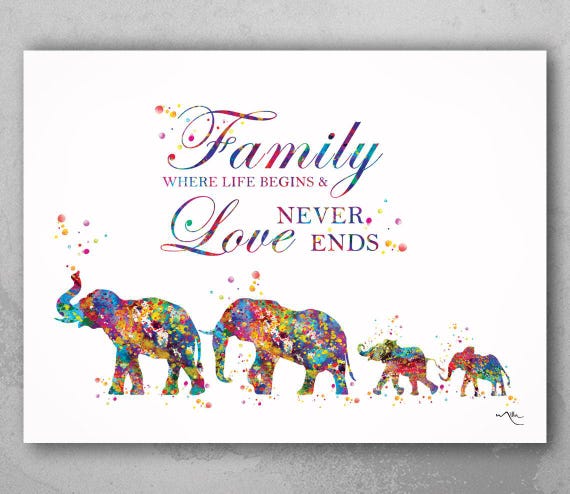 Elephant Family Watercolor Print | Same Sex Two Dads LGBT Art-1707