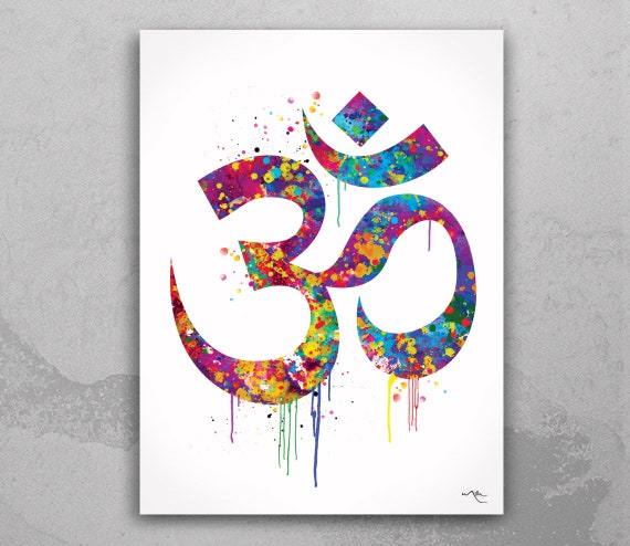 Om Art Symbol Watercolor Print Ohm Yoga Art Yogi Yoga - Etsy