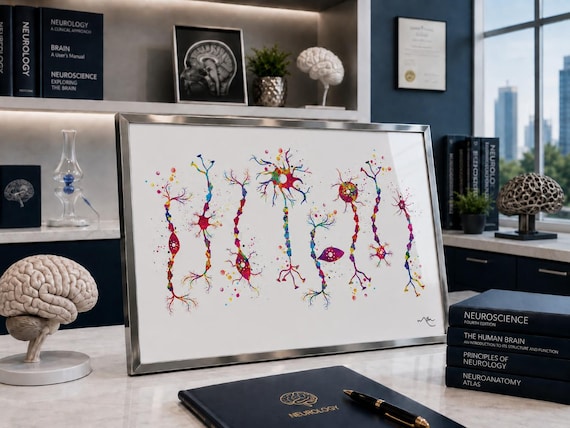 Watercolor Neuron Art Print: Neurology, Neuroscience Decor