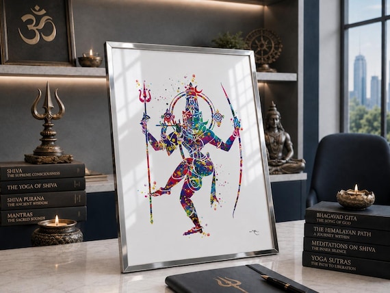 Lord Shiva Watercolor Print, Hindu God Art, Yoga Decor-872