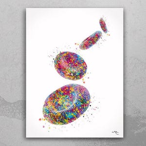 Red Blood Cells Watercolor Print Blood Histology Science Haematology Medical Art Haematologist Wall Art Office Laboratory Clinic Decor-2344