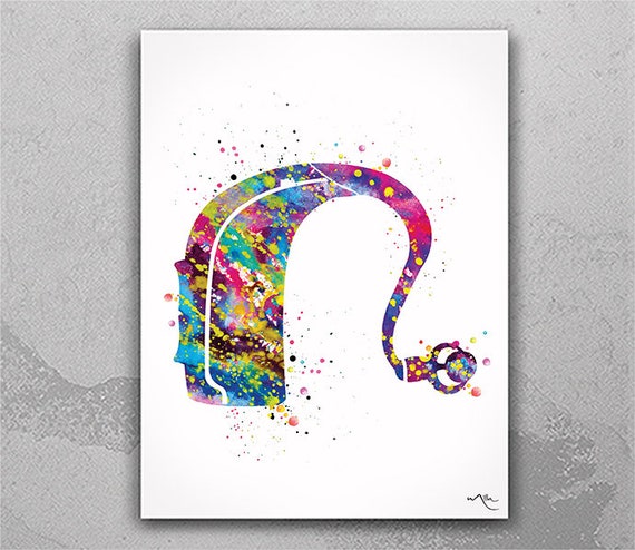 Hearing Aid Watercolor Print | Audiology Clinic Decor-1234