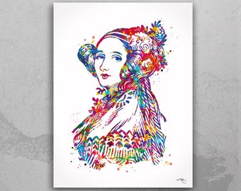 エイダ・ラブレスの水彩画肖像画 – コンピュータサイエンスアートプリント-1494