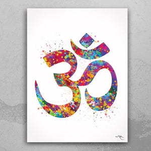 Ohm Symbol Watercolor Om Aum Omkara Hinduism Sign Housewarming Gift Zen Wall Art Yoga Studio Wall Decor Home Decor Wall Hanging Buddha-269