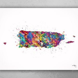 Puerto Rico Map Watercolor Print Map of Puerto Rico Decor Wanderlust Wall Art Housewarming Gift Puerto Rican Wall Decor Wall Hanging-1760