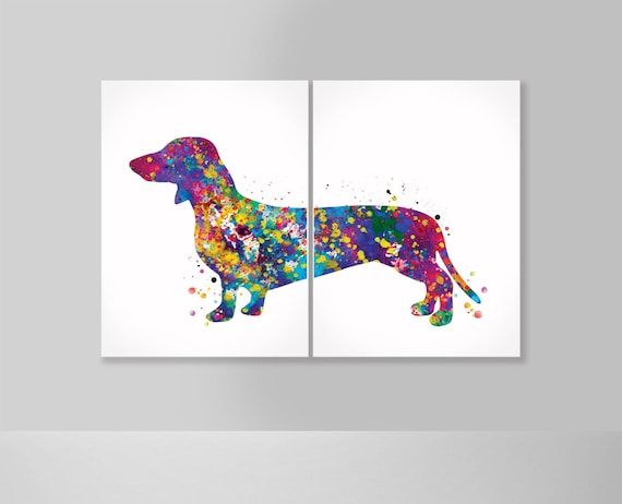 Watercolor Dachshund Print: Colorful Dog Lover Art-737
