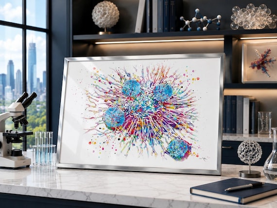 T-Cells Watercolor Print | Medical Science Art-1807