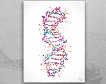 DNA Watercolor Print Medical Art Clinic Wall Art Nurse Gift Genetics Art Science Art Gift Genetic Code Decor Biology Office Decor-829