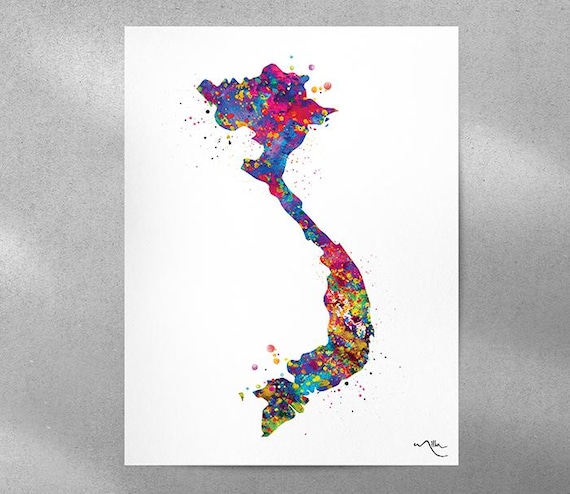 Vietnam Map Watercolor Print – Travel Wall Art-2977