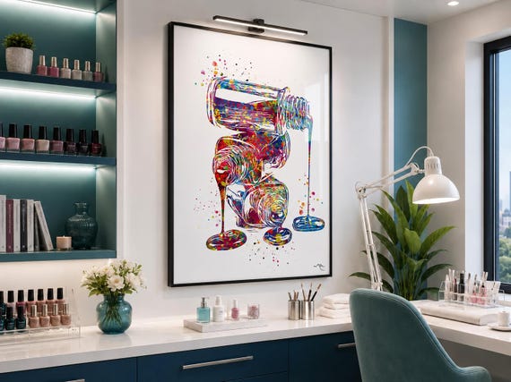 Nail Polish Watercolor Print, Beauty Salon Wall Art-1466