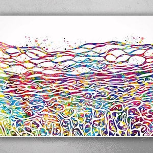Skin Histology Watercolor Print Science Art Skin Histology Dermatology Skin Cell Medical Art Dermatologist Gift Clinic Decor Cell Art-2324