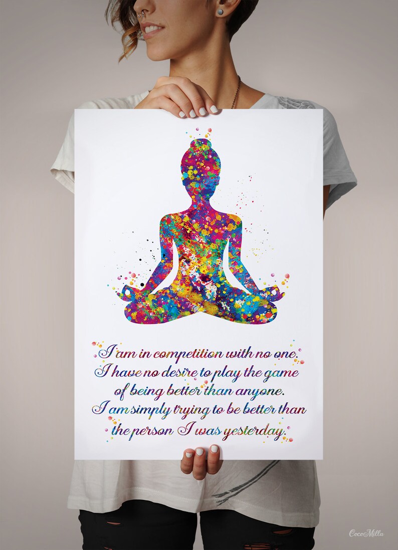 Yoga Art Motivational Quote Watercolor Print Yogi Poster Yoga Etsy