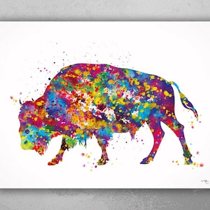 Bison Art Print Buffalo Watercolor Painting Animal Painting Art Wall Art Farmh House Wall Decor Wildlife Home Decor Nursery Wall Hanging-679