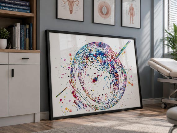 IVF Watercolor Art Print, Embryonic Medical Decor-2103