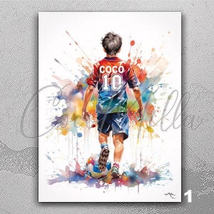 Personalised Football Player Watercolor Print Football Gifts for Boys Soccer Poster Football Fan Wall Art Soccer Gift Christmas Gift-3003