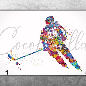 Hockey Player Women Girl Female Personalized Watercolor Print ice hockey Sports Girl Room Decor Personalized Gift Customize Wall Art-2593