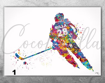 Hockey Player Women Girl Female Personalized Watercolor Print ice hockey Sports Girl Room Decor Personalized Gift Customize Wall Art-2593