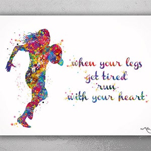 Rugby Girl Watercolor Print: Inspirational Sports Quote Wall Art-2242