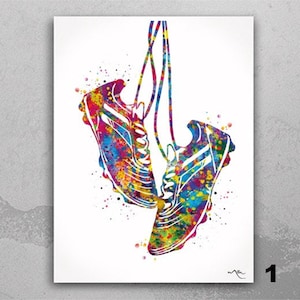 Fußballschuhe Aquarell Druck Fußballschuh Fußballschuh Mädchen Junge weiblich Fußball männlich Geschenk Wanddeko Mädchen Print Fußballspieler -2415