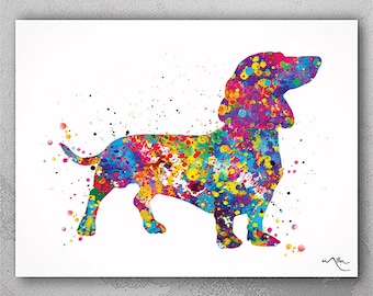 Dachshund Dog Watercolor Print Dog Lovers Gift Dog Teckel Doxie Art Print Children's Wall Art Wall Decor Art Home Decor Wall Hanging-1221