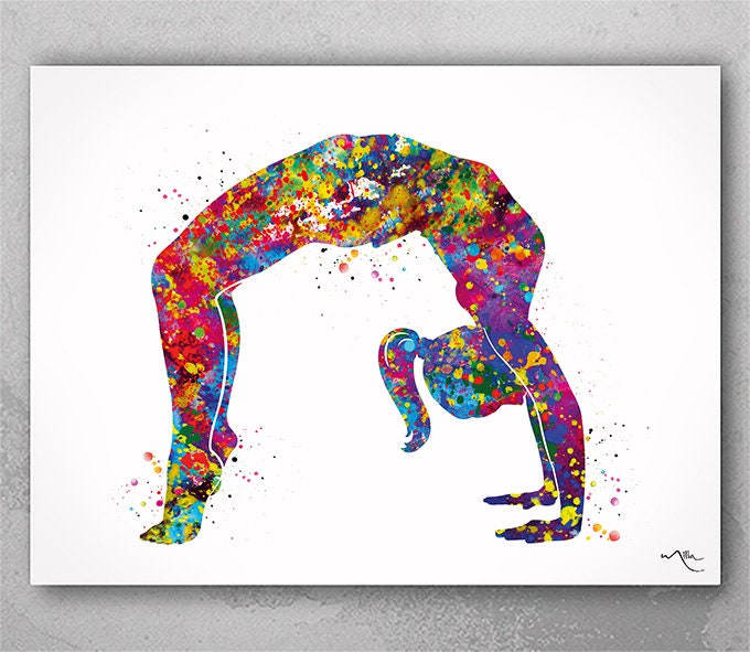 Discover Yoga Backbend Watercolor Poster