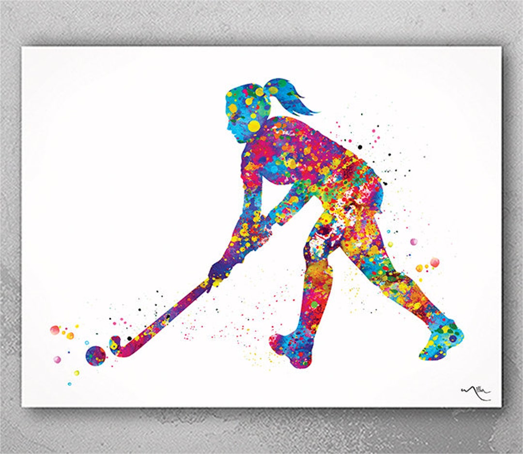 Field Hockey Girl Watercolor Print Hockey Player Girl Gift Art