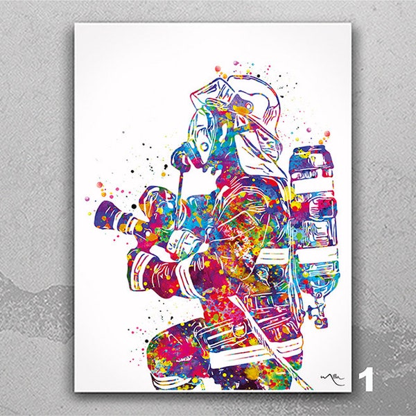 Fireman Firefighter Watercolor Print Firefighter Gift Fire Department Fire Soldier Wall Art Wall Decor Rescue Personalised Hero Gift-590