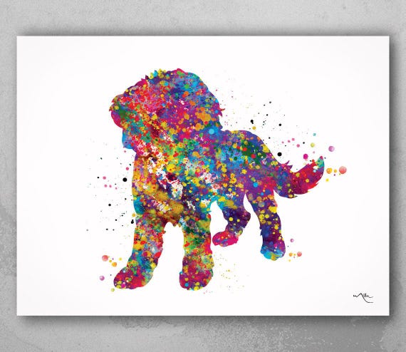 Cavapoo Dog Watercolor Print | Colorful Puppy Art-1793