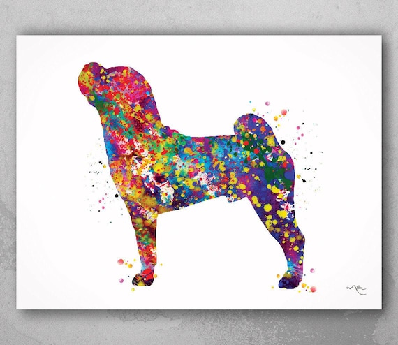 Shar Pei Watercolor Dog Print - Colorful Pet Portrait Art-643
