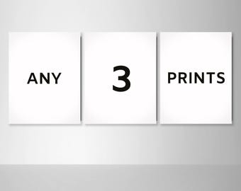 Any 3 Prints Watercolor Prints Set Watercolour Painting Print Best Selling Variety Pack Wall Decor Wall Mix and Match Print Set You pick-200