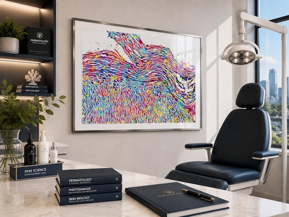Eczema Pathology Watercolor Print: Skin Cell Histology Art-2322