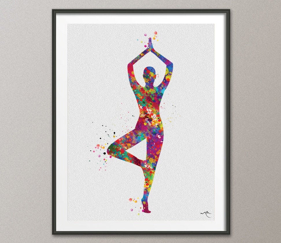 Yoga Art Watercolor Print Set Modern Home Decor Lord of the Etsy