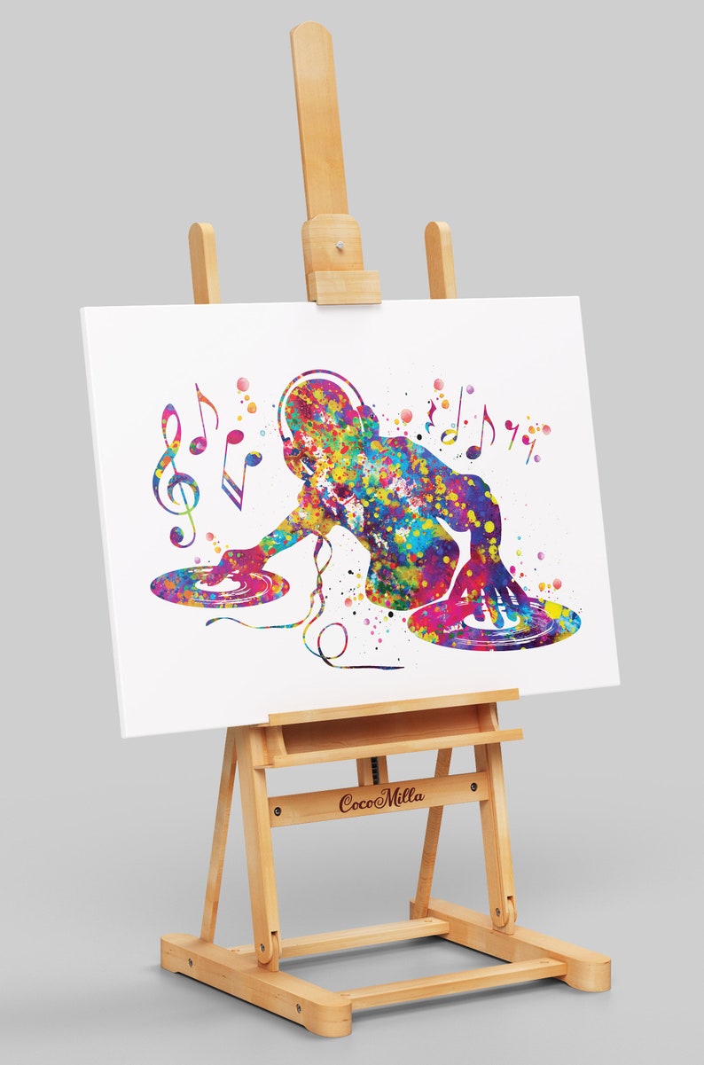 DJ Watercolor Print Headphone Music Art Wall Art Poster Room Etsy