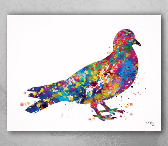 Pigeon Watercolor Print Wall Bird illustration Art Poster Watercolour Bird  Dove Wall Decor Home Decor Bird Decor Wild Life Wall Hanging-49