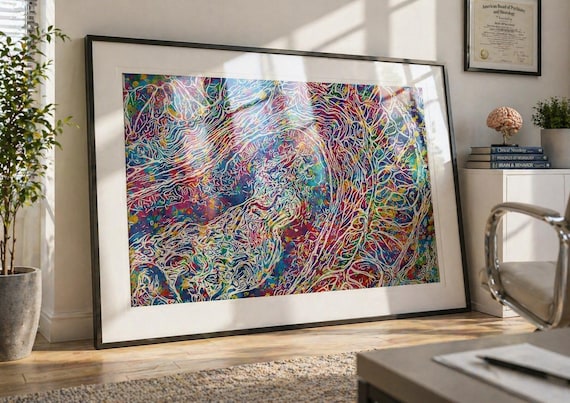 Cerebellum Cross Section Watercolor Print, Neurology Art-2696