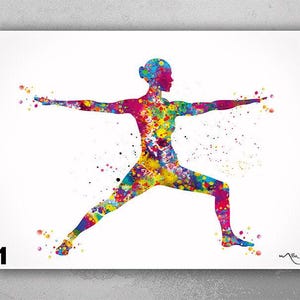 Yoga Art, Yoga Warrior Pose, Yoga Poster, Yoga Pose, Yoga Print, Yoga Watercolor, Yoga Studio, Yoga Decor, Yoga Wall Decor, Yoga Gift-878