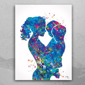 Mother and Two Sons Twins Watercolor Print Mother with Baby Twin Baby Mother and Childrens Mother and Kids Baby Shower Nursery Decor Art-781