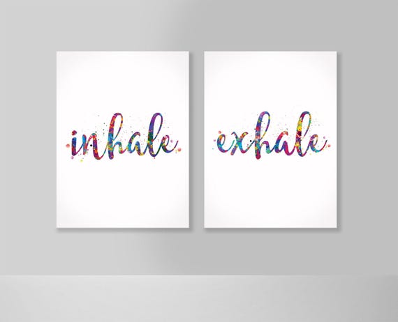 Inhale Exhale Watercolor Print Set: Modern Relaxation Decor