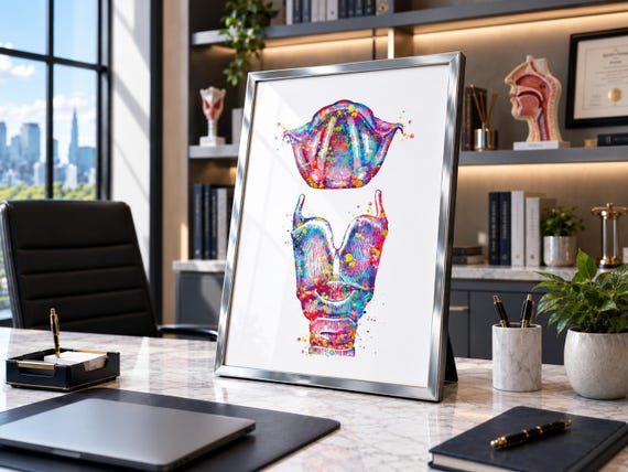 Larynx Watercolor Print | Vocal Cord Anatomy Art, ENT Decor-171