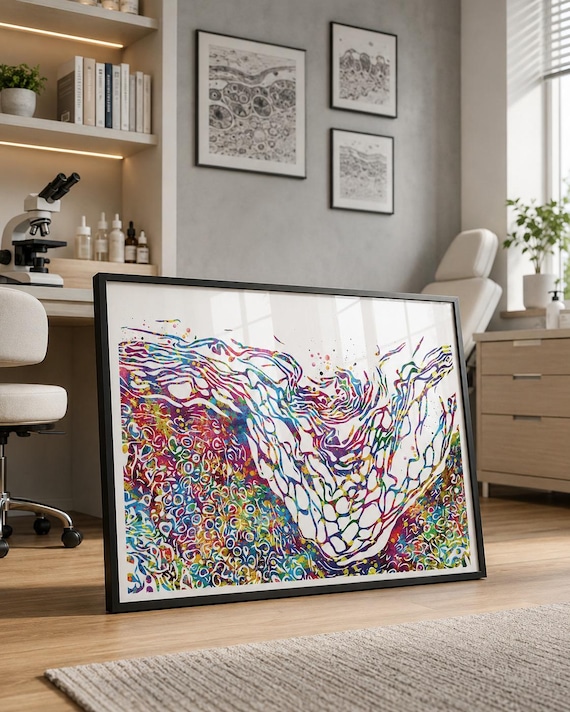 Watercolor Dermatology Art Print: Fungal Histology, Nail Disease-2351