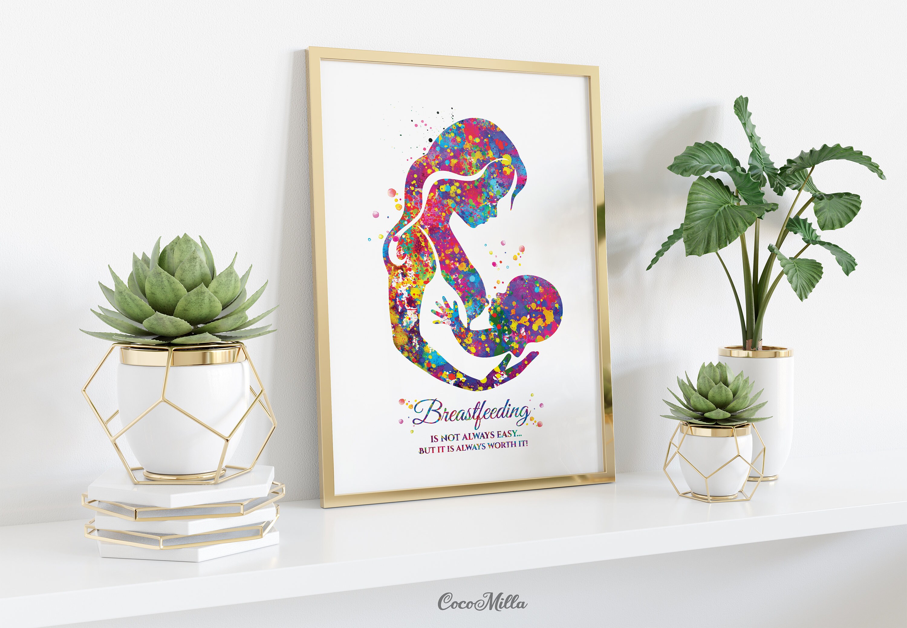Vintage Medical Wall Art - Breastfeeding Mother Quote Watercolor Print, 12x18 Inch Framed Canvas - View #9